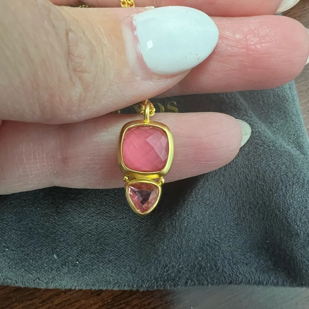 Julie Vos Gold Necklace with Pink Accents - Picture 3 of 6